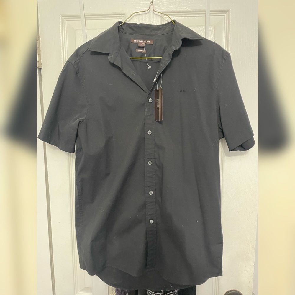 Michael Kors Men’s Short Sleeve Black Dress Shirt Size Small Brand New With Tags